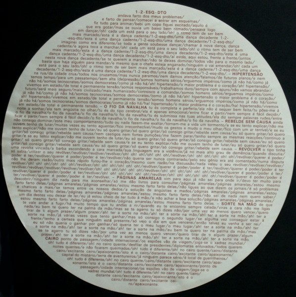 Interior do álbum "Cairo" ( Polydor, 1982)